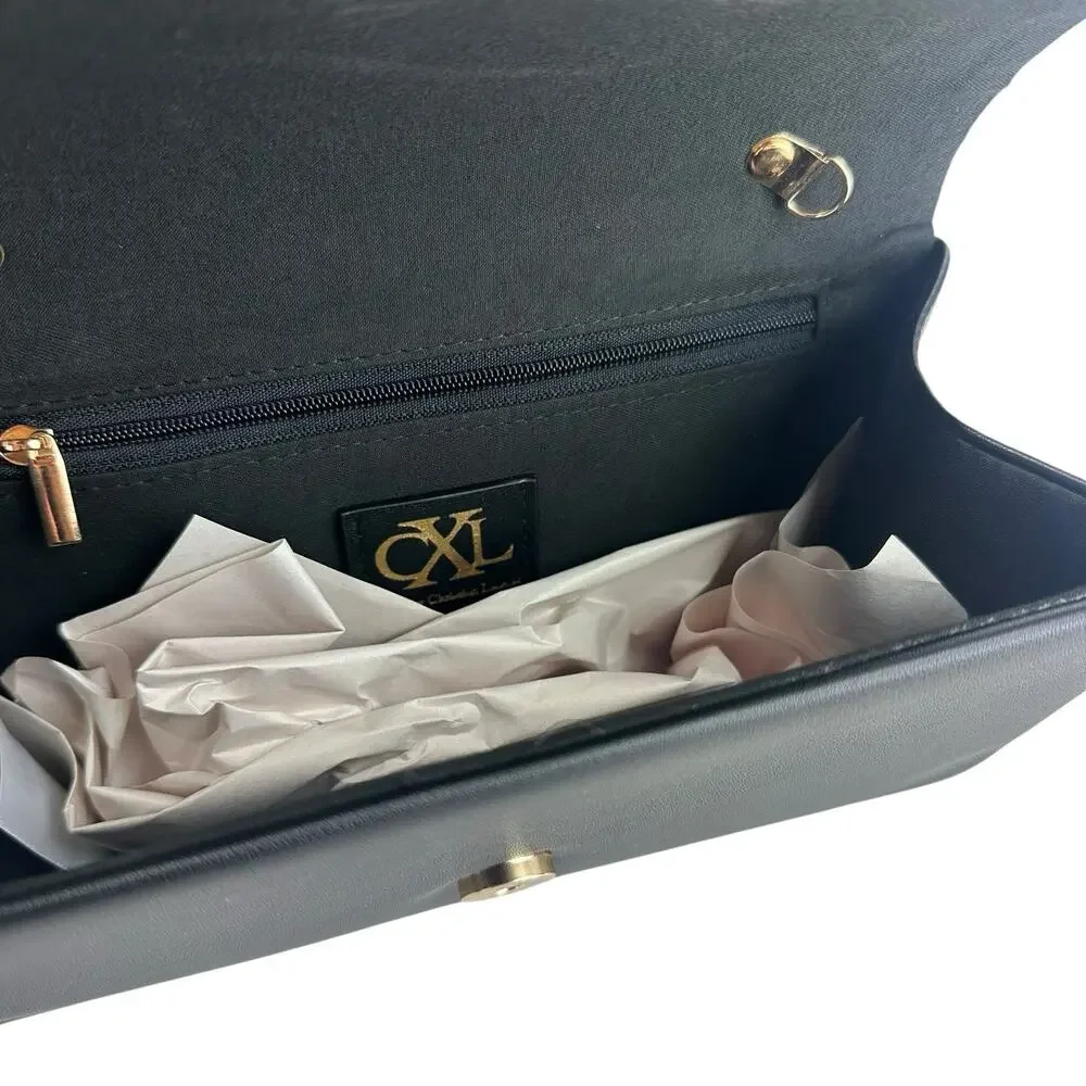 CXL By Christian Lacroix Black Clutch With Detachable Chain